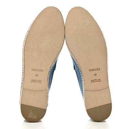 Hermes Denim Canvas Womens Trip Espadrilles 38 Bleu Clair 5 of 10