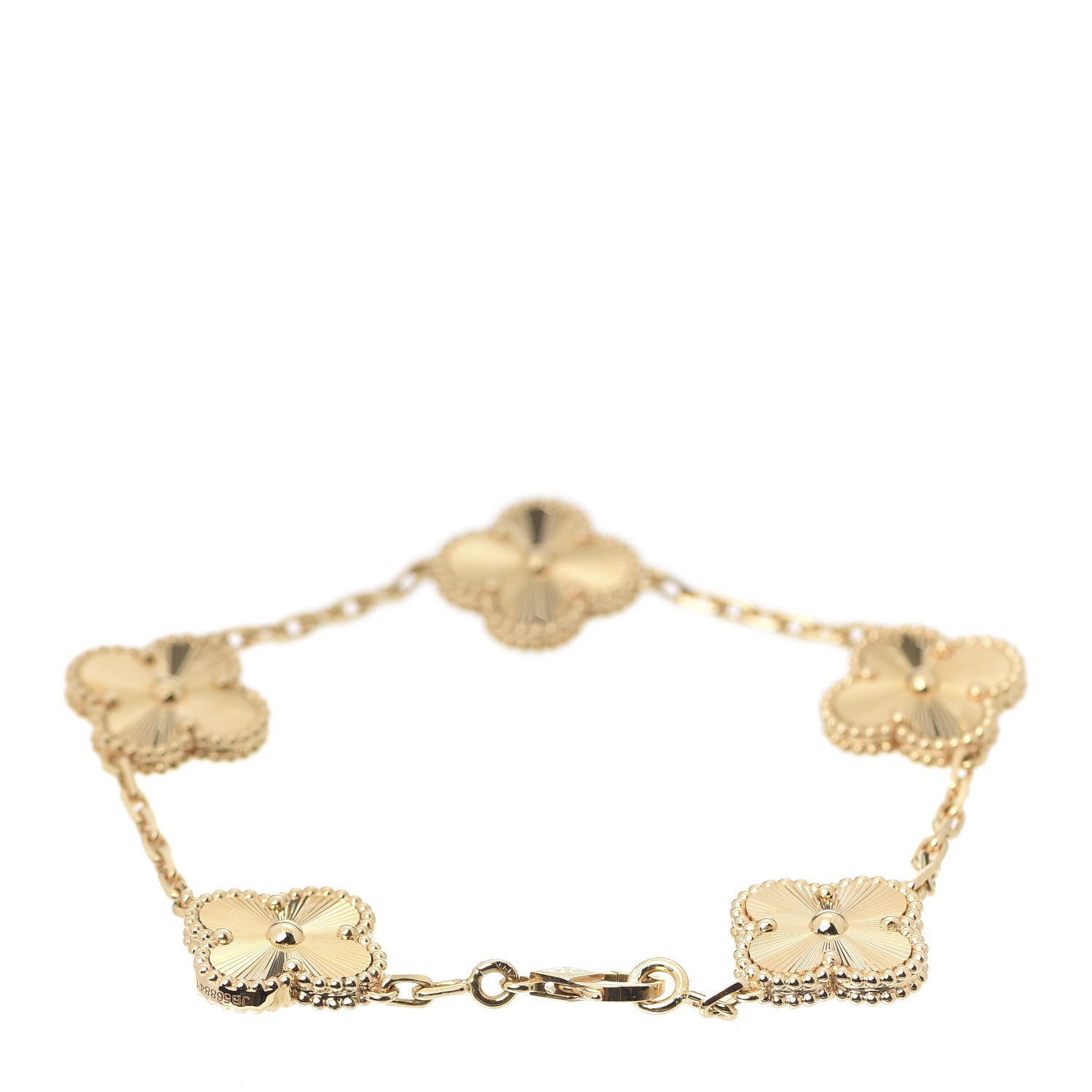 Van Cleef & Arpels 18K Yellow Gold 5 Motifs Guilloche Vintage Alhambra Bracelet 3 of 8