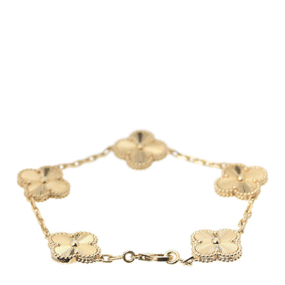 Van Cleef & Arpels 18K Yellow Gold 5 Motifs Guilloche Vintage Alhambra Bracelet 3 of 8