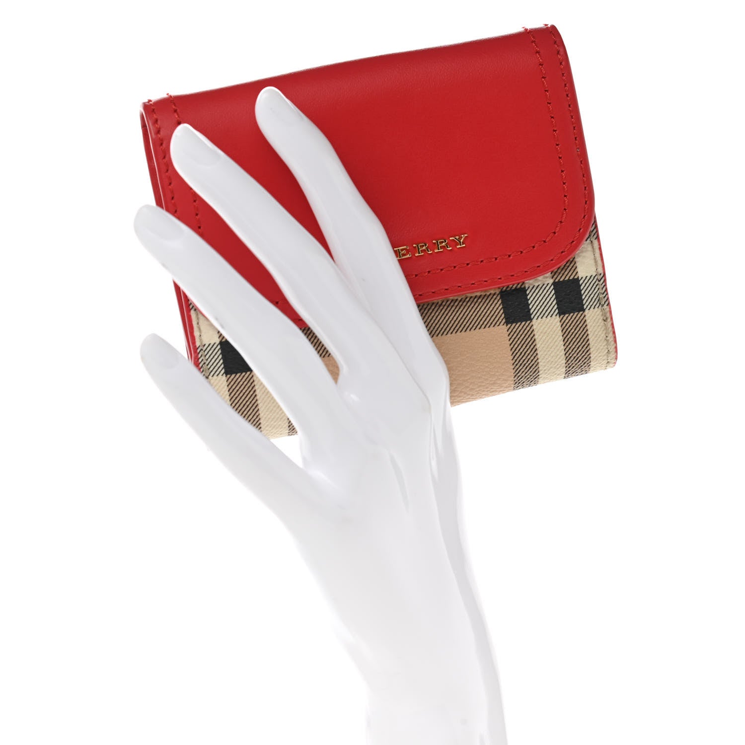 Burberry House Check Luna French Wallet Red 2 of 10