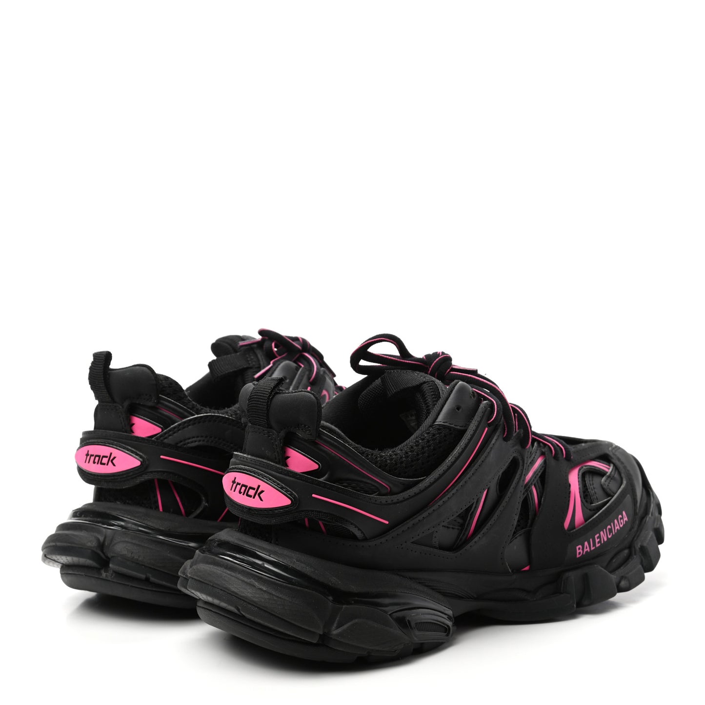 Mesh Rubber Bi-Color Womens Track Sneakers 39 Black Neon Pink