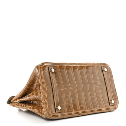 Hermes Shiny Porosus Crocodile Birkin 30 Ficelle Chartreuse 5 of 42