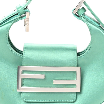 Fendi Silk Satin Mini Cookie Hobo Bag Spring Turquoise 7 of 11