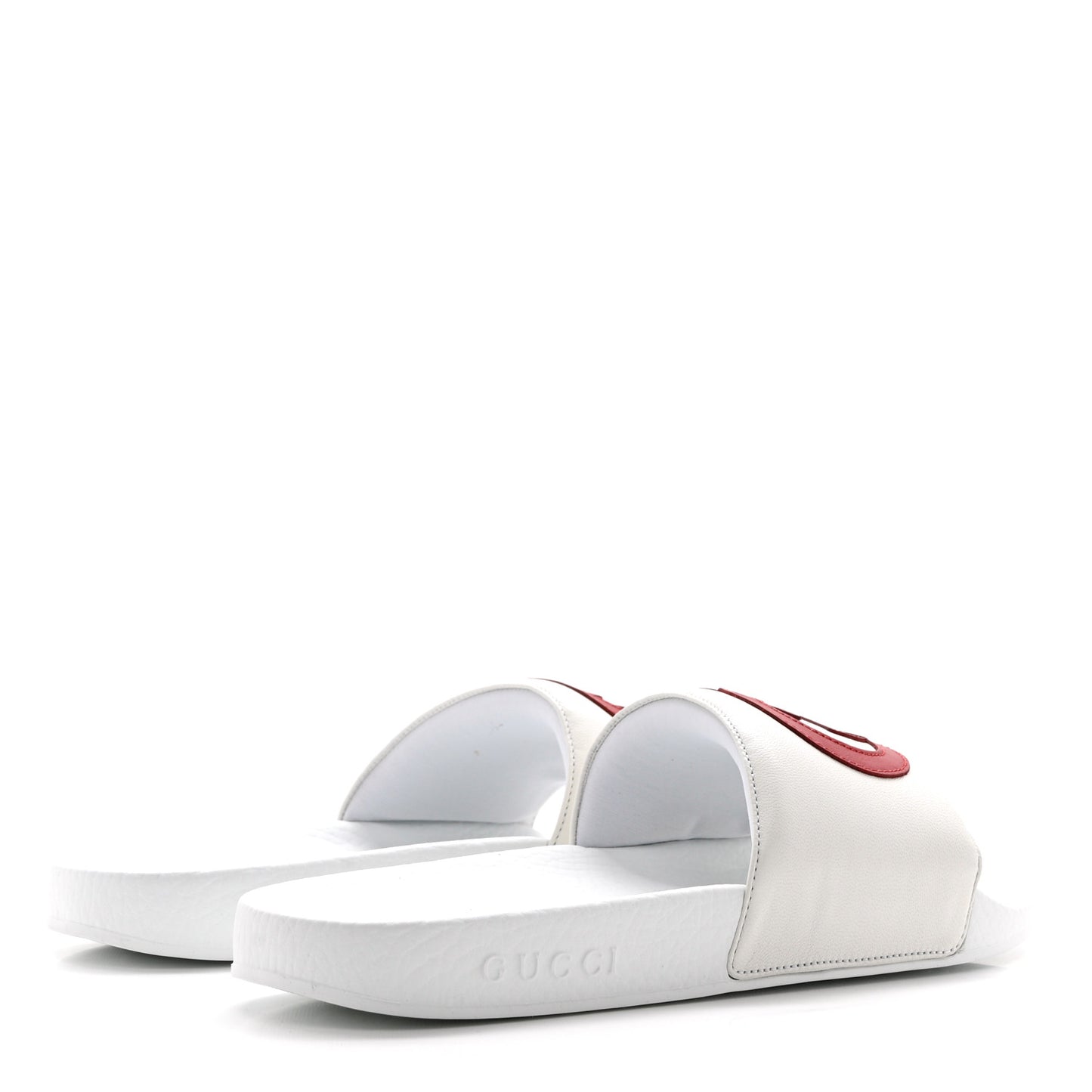 Nappa Miro Soft Calfskin Womens Interlocking G Slide Sandals 39 Great White Hibiscus Red