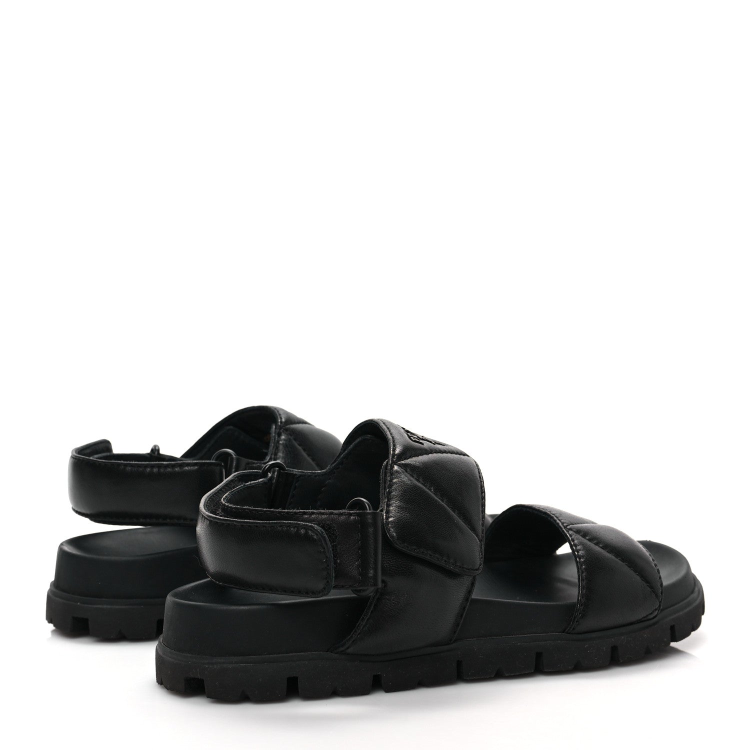 Prada Nappa Logo Quilted 20mm Sport Sandals 35 Black 4 of 9