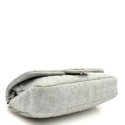 Chanel Metallic Jersey Quilted Medium Single Flap Grey 4 of 10
