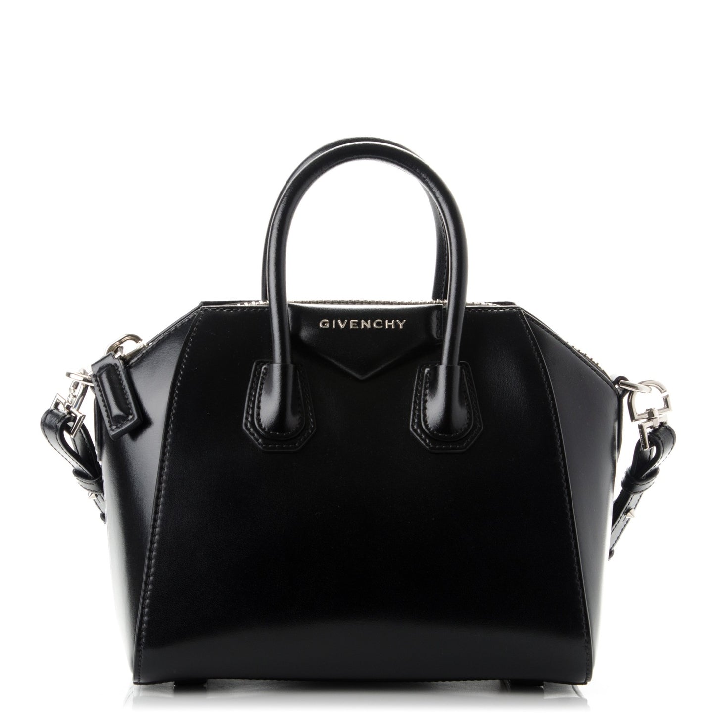 Shiny Lord Calfskin Mini Antigona Black
