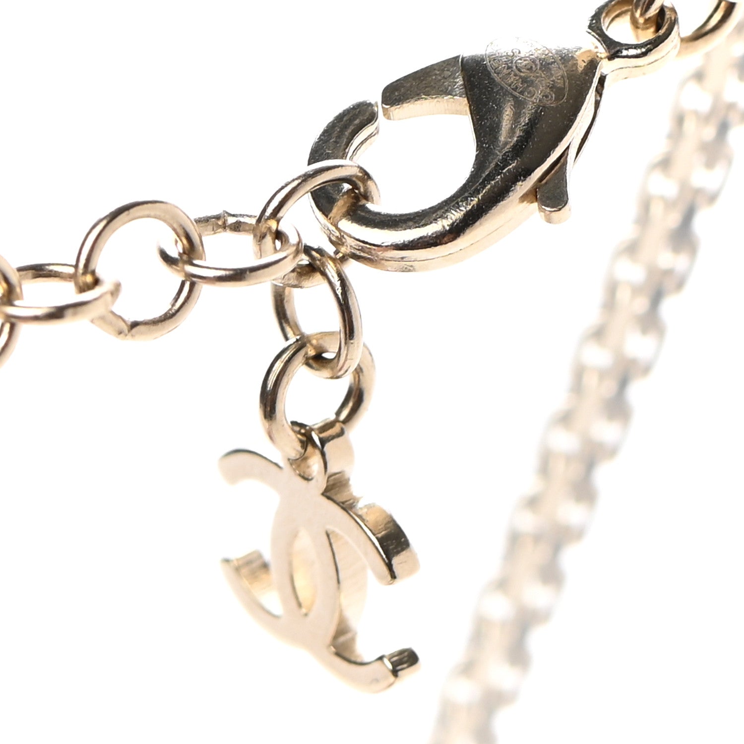 Chanel Metal Crystal Logo Choker Necklace Gold 5 of 7