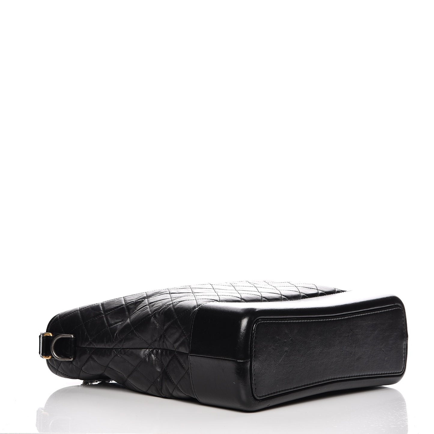 Aged Calfskin Quilted Large Gabrielle Hobo Black