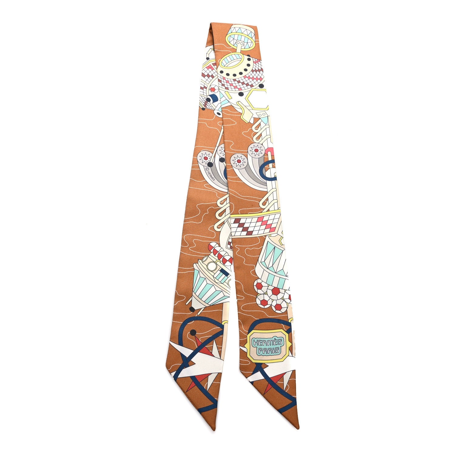 Hermes Silk Odyssey Twilly Noisette Aqua Multicolor 2 of 4