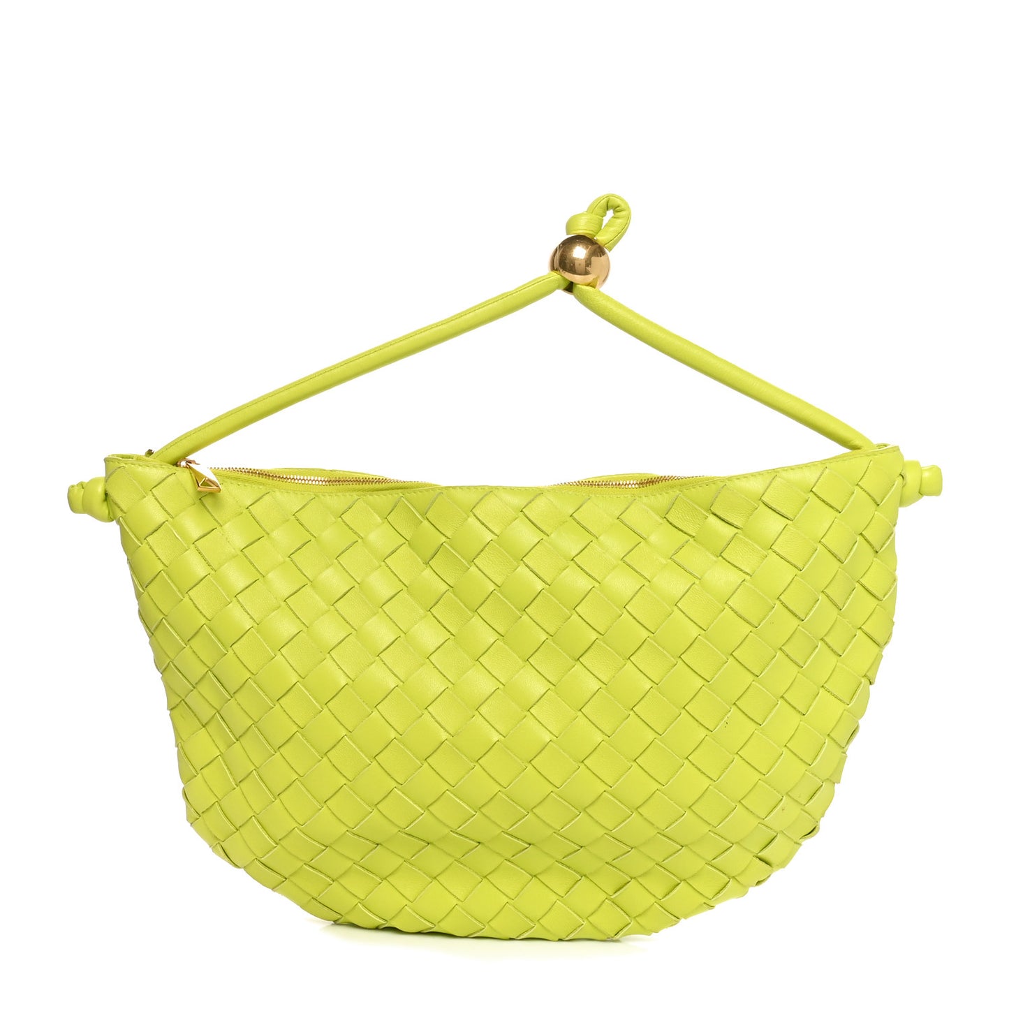 Nappa Intrecciato Medium Turn Pouch Acid Kiwi