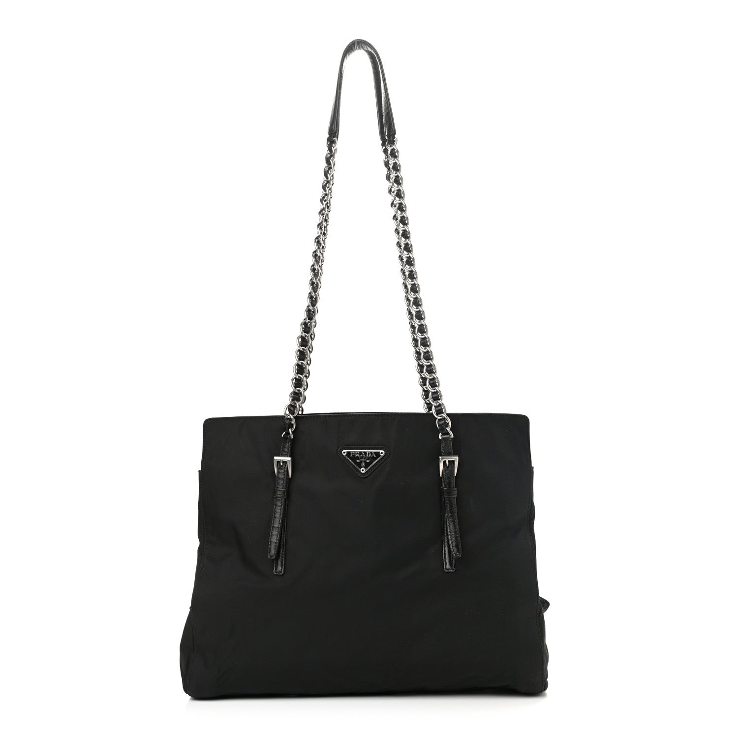 Prada Nylon Tessuto Acciaio Chain Shoulder Bag Black 1 of 10