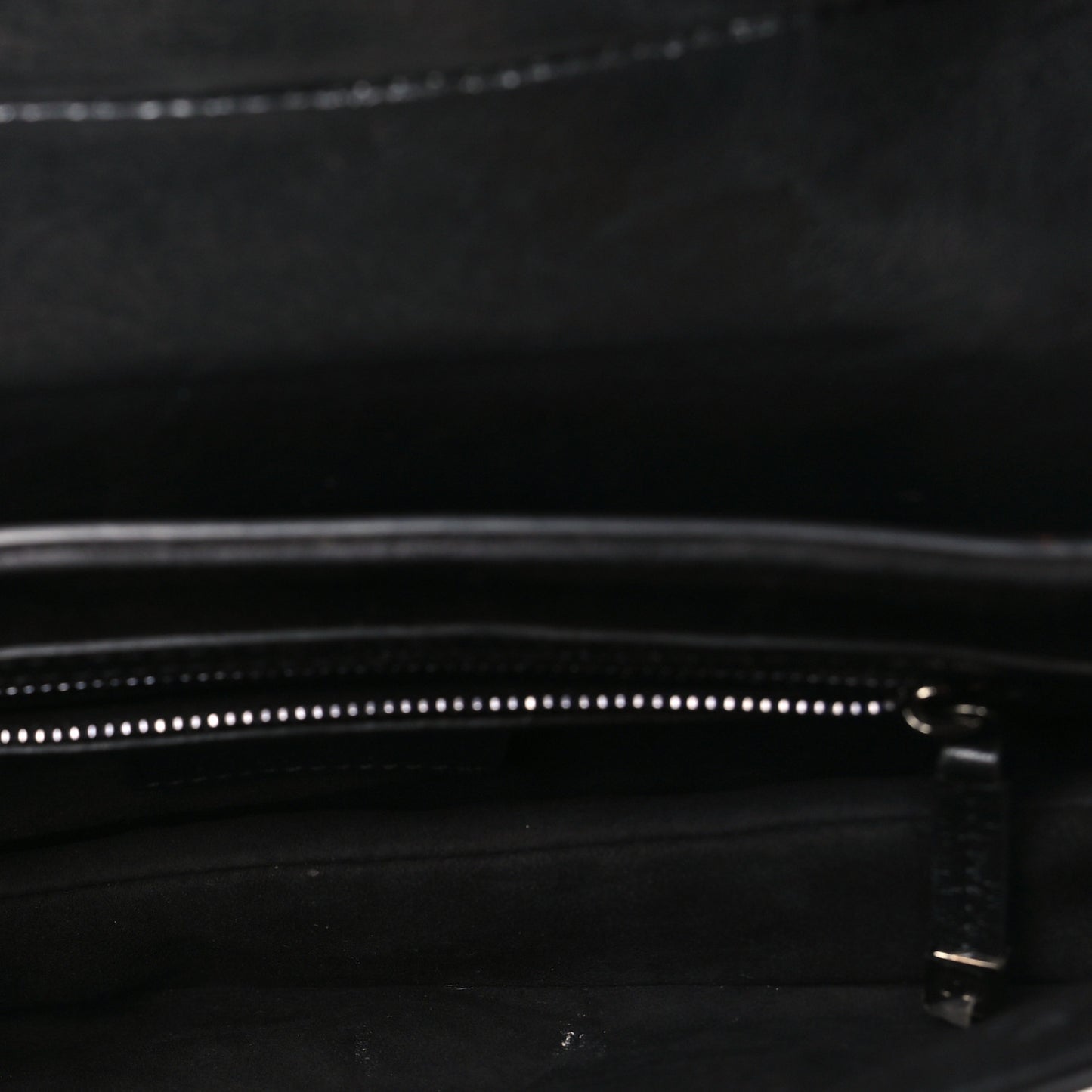 Shiny Crinkled Calfskin Studded Saddle Bag Black