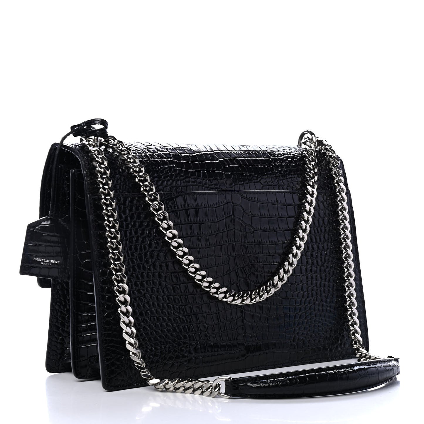 Calfskin Crocodile Embossed Large Monogram Sunset Black
