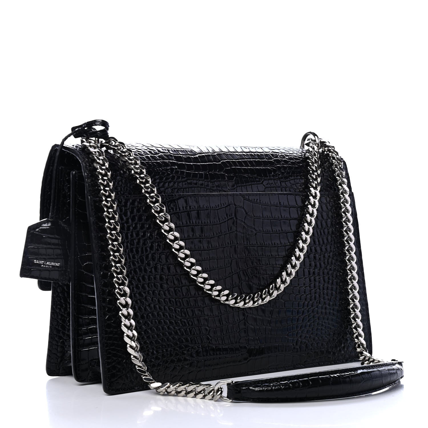 Saint Laurent Calfskin Crocodile Embossed Large Monogram Sunset Black 2 of 4