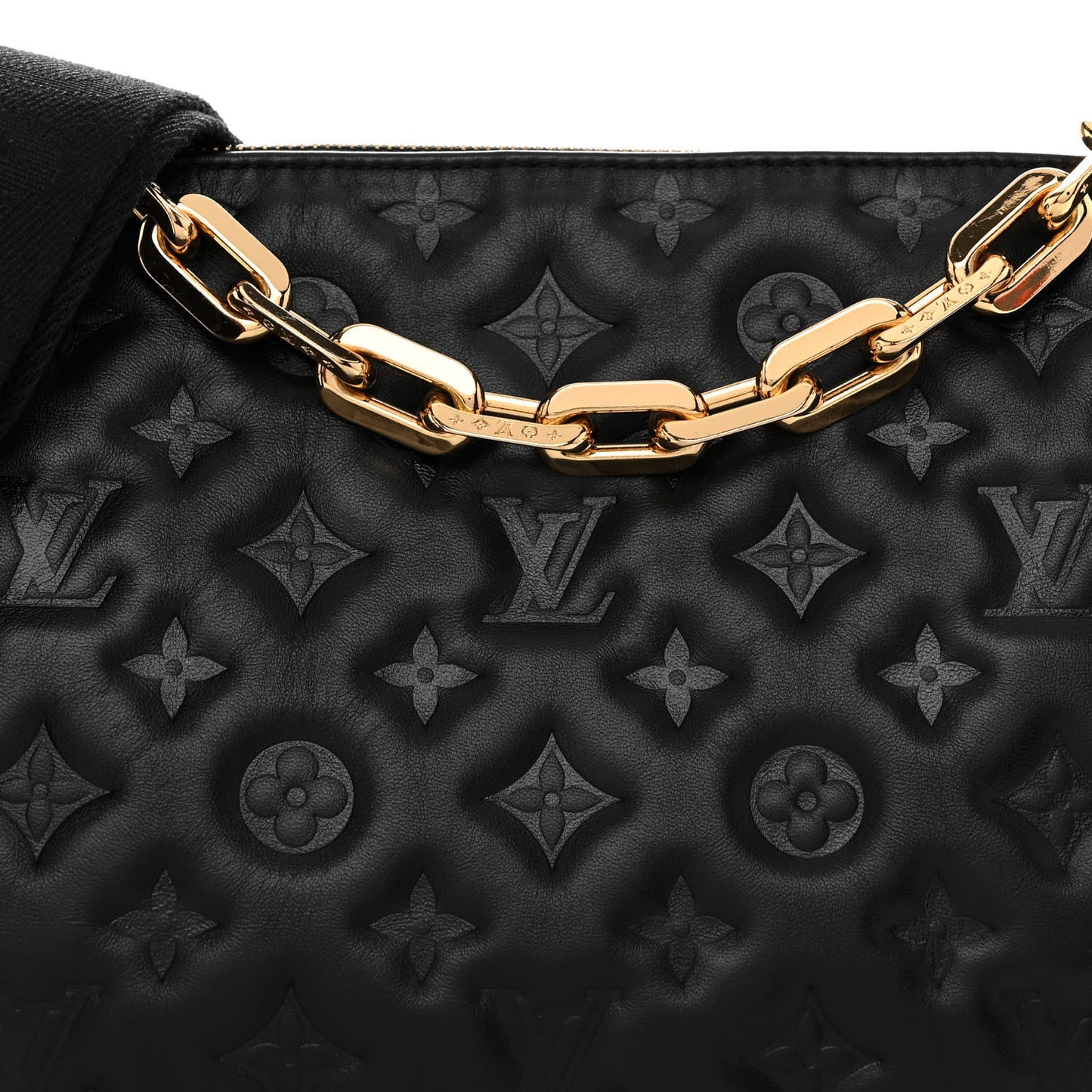 Lambskin Embossed Monogram Coussin PM Black