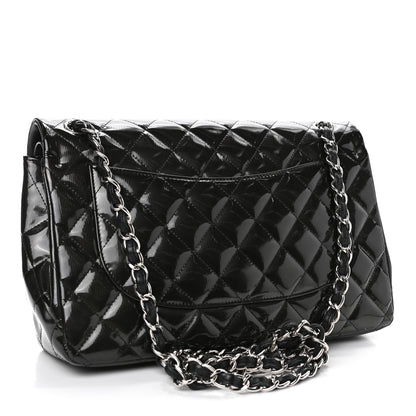 Chanel Striated Patent Quilted Jumbo Double Flap Black 2 of 4