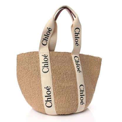 Chloe Raffia Large Woody Tote White 3 of 9
