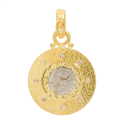 Elizabeth Locke 19K Yellow Gold Diamond Roman Coin Pendant 3 of 5