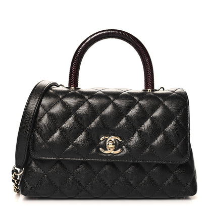 Chanel Caviar Lizard Embossed Quilted Mini Coco Handle Flap Black 1 of 10