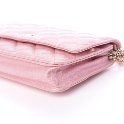 Chanel Iridescent Caviar Quilted Wallet on Chain WOC Rose Pink 9 of 10