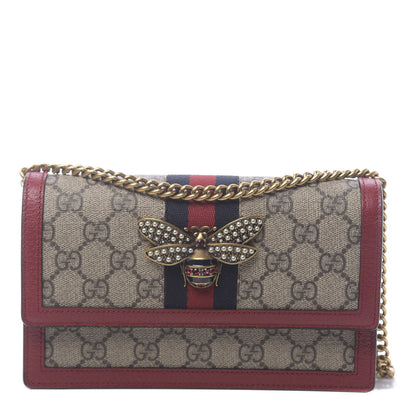Gucci GG Supreme Monogram Web Queen Margaret Chain Wallet Red 1 of 10