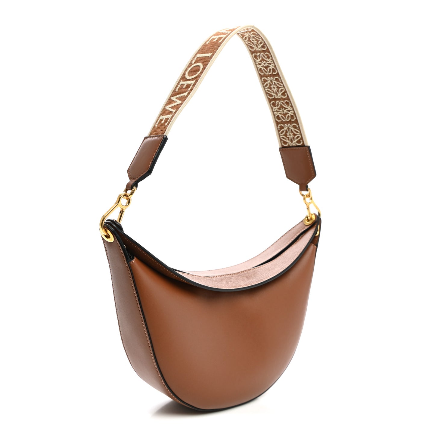 Satin Calfskin Jacquard Luna Bag Pecan