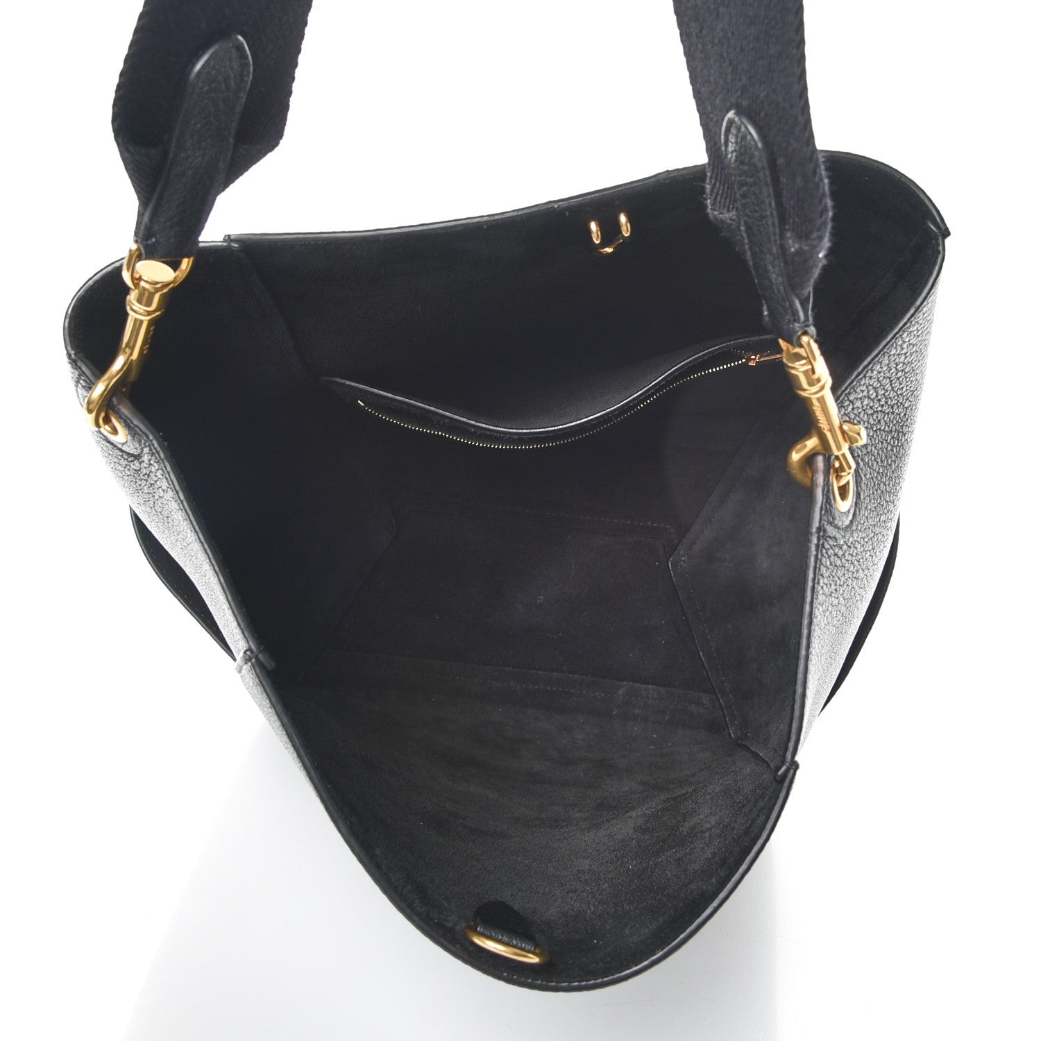 Celine Soft Grained Calfskin Sangle Bucket Bag Black 5 of 7