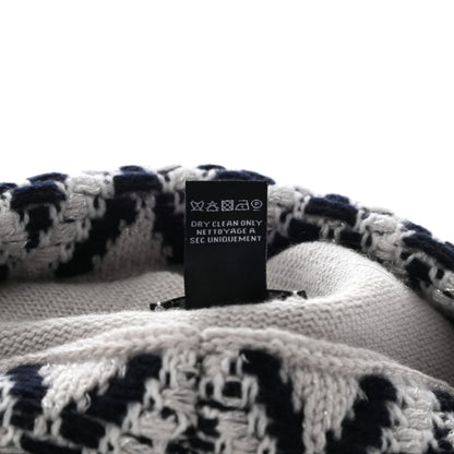 Chanel Cashmere Blend CC Beanie Hat White Navy Blue 5 of 5