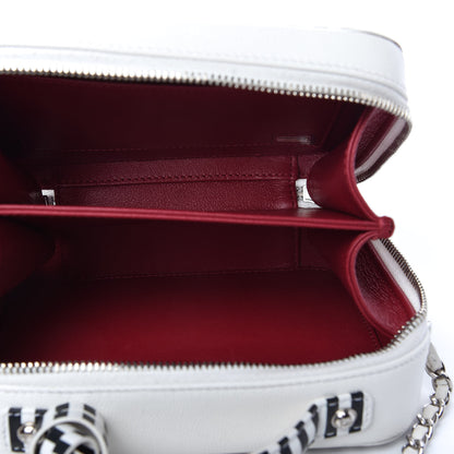 Chanel Caviar Quilted Striped Small CC Filigree Vanity Case White Black 5 of 10