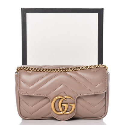 Gucci Calfskin Matelasse Super Mini GG Marmont Shoulder Bag Porcelain Rose 8 of 8