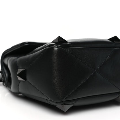 Valentino Garavani Nappa Monochrome Large Roman Stud Shoulder Bag  Black 7 of 8
