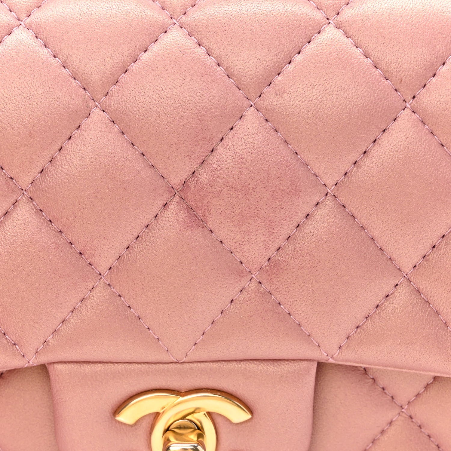 Chanel Iridescent Lambskin Quilted Mini Top Handle Rectangular Flap Pink 11 of 11