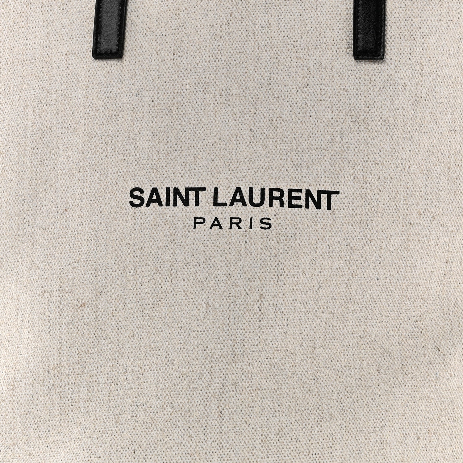 Saint Laurent Canvas Calfskin Teddy Drawstring Shopping Tote White Black 8 of 10