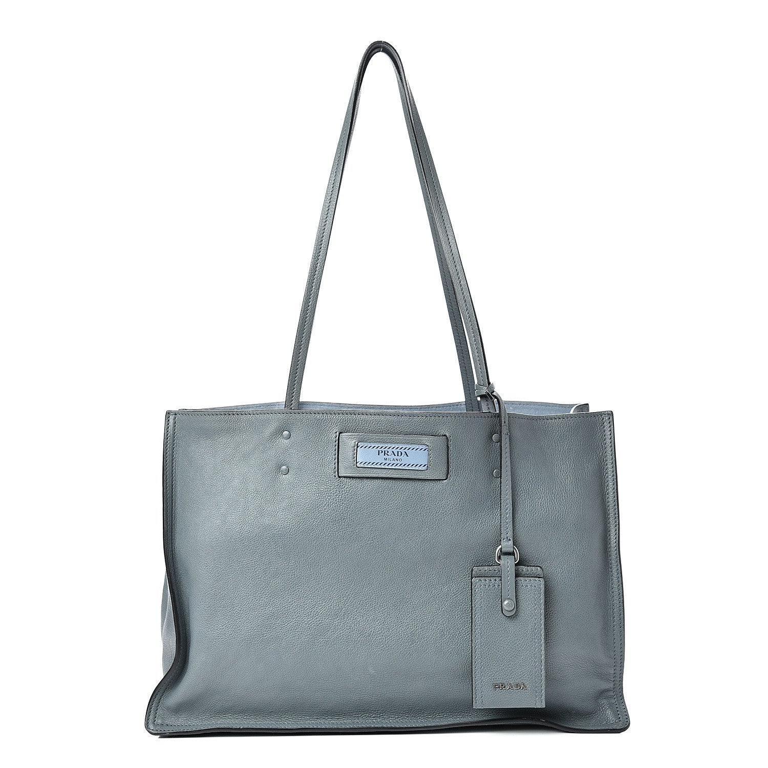 Prada Glace Calf Etiquette Tote Grey 1 of 16