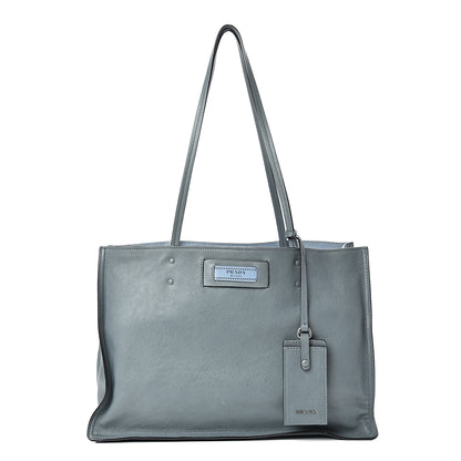 Prada Glace Calf Etiquette Tote Grey 1 of 16
