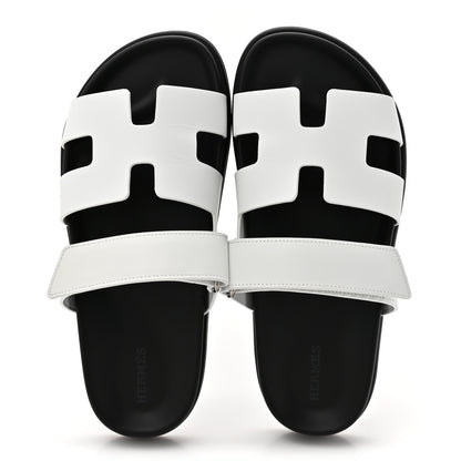 Hermes Calfskin Womens Chypre Sandals 38 White 3 of 8