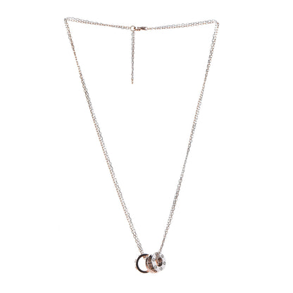 Cartier 18K White Pink Gold Diamond Three Ring LOVE Pendant Necklace 3 of 5