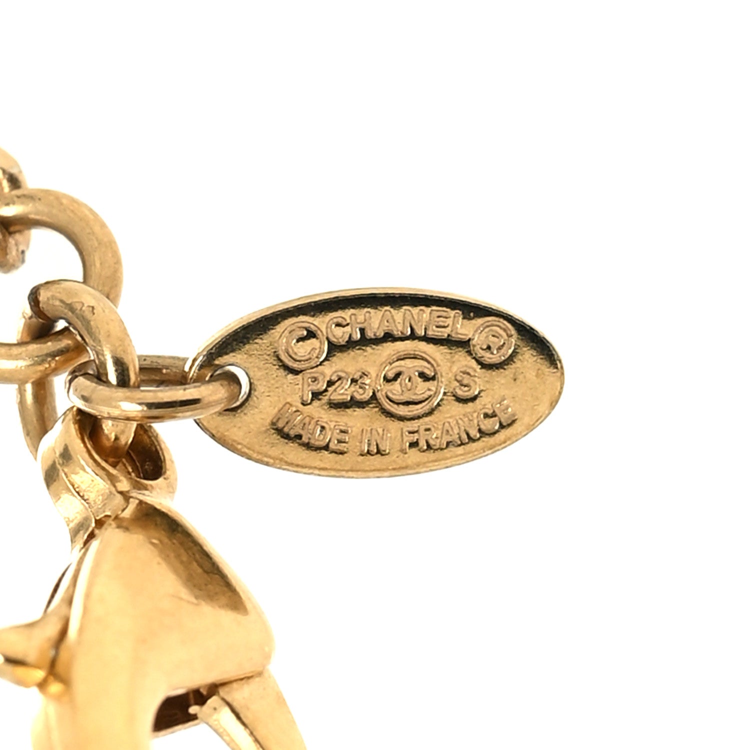 Chanel ID Dog Tag Charm Necklace Gold Black 5 of 5
