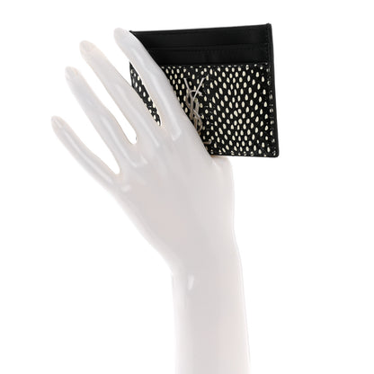 Saint Laurent Calfskin Lambskin Snakeskin Embossed Monogram Credit Card Case Black White 2 of 8