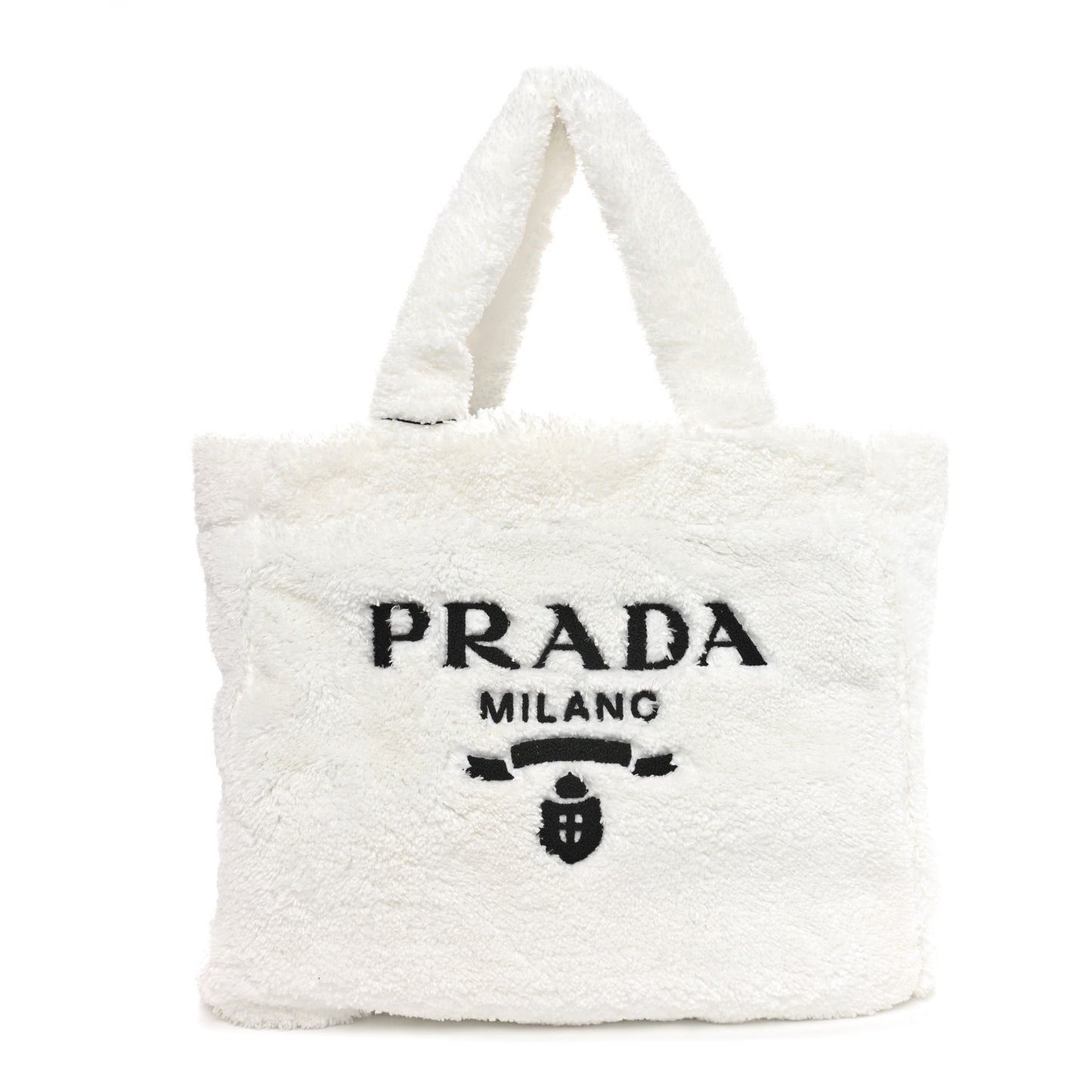 Terry Cloth Tote Bag White Black