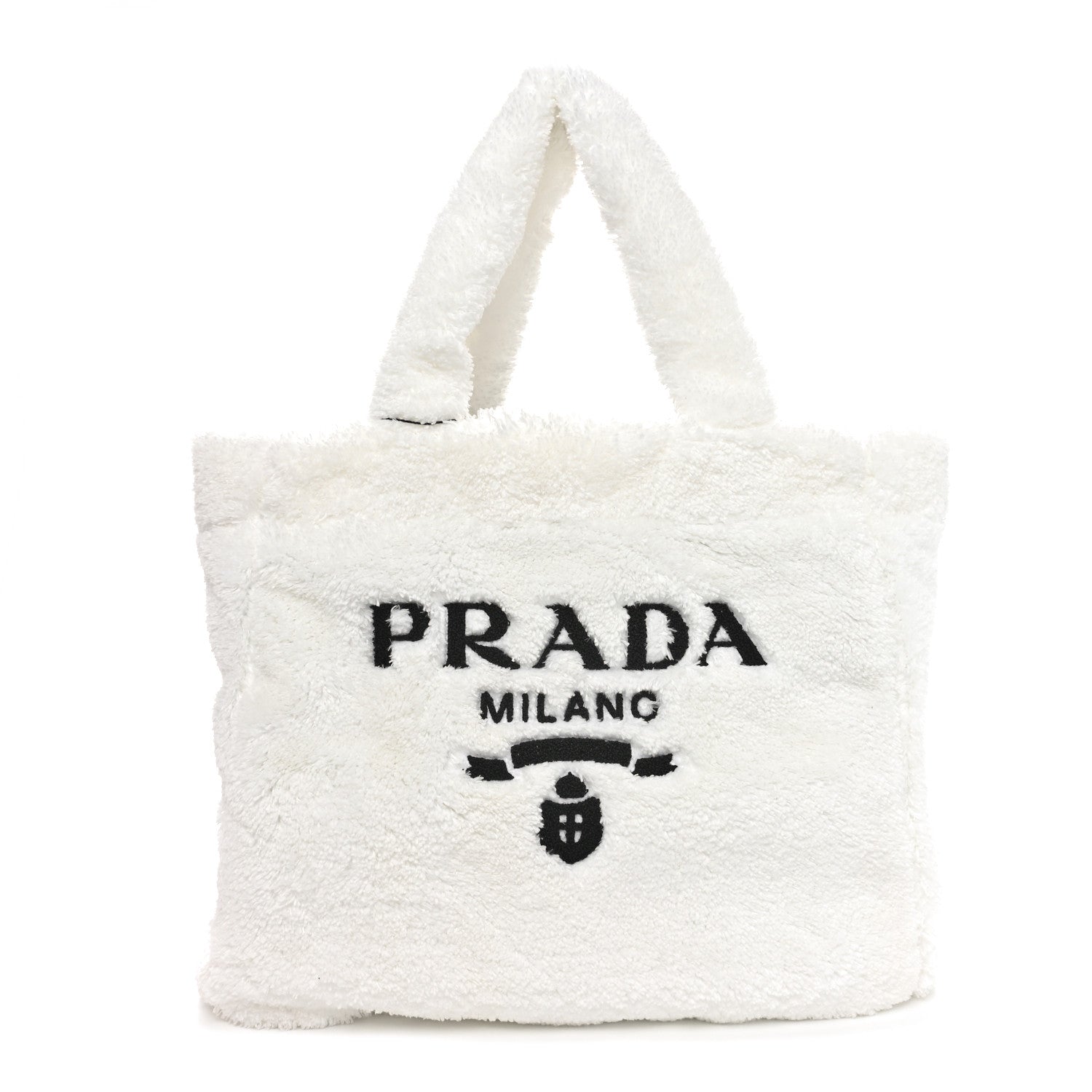 Prada Terry Cloth Tote Bag White Black 1 of 9