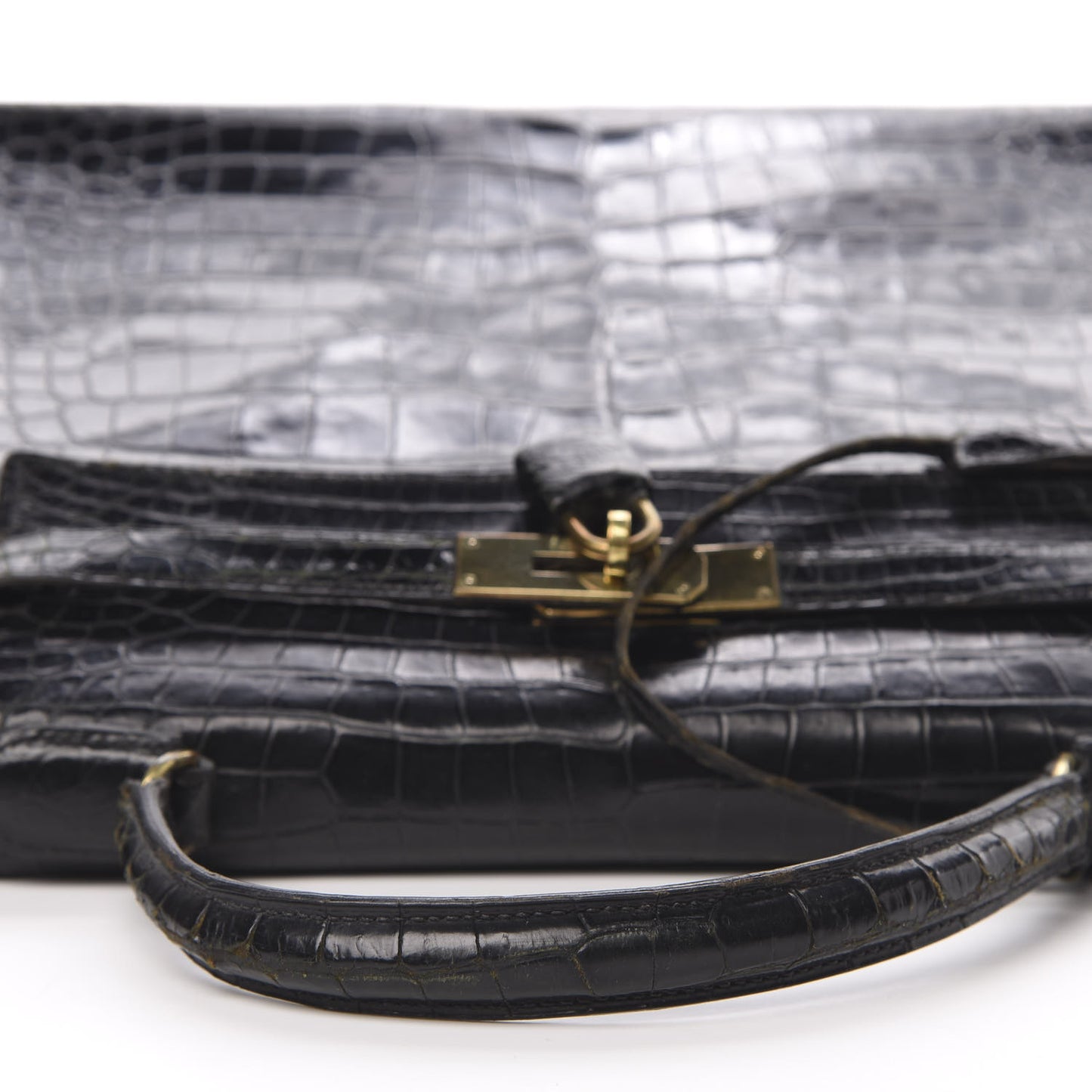 Shiny Porosus Crocodile Kelly Sellier 32 Black