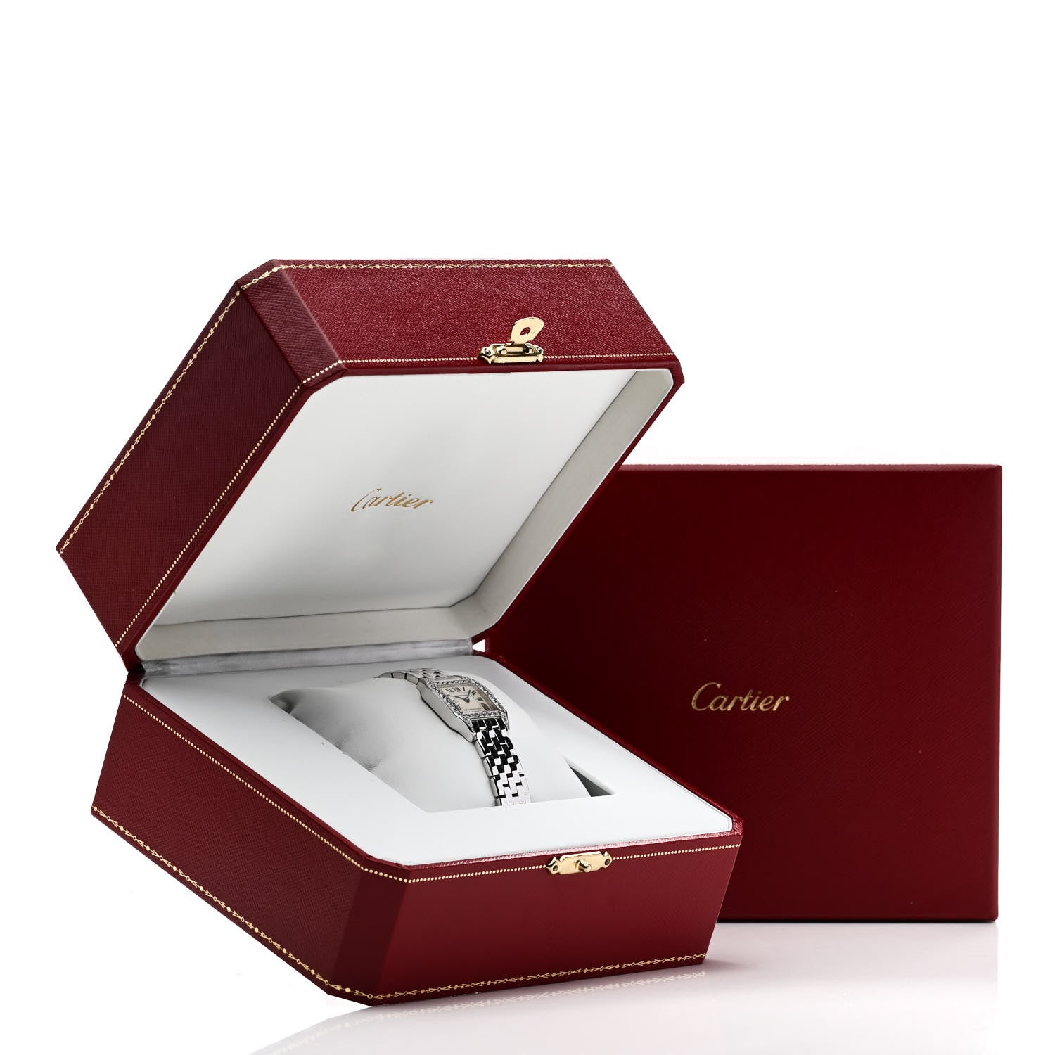 Cartier 18K White Gold Diamond 20mm Santos Demoiselle Quartz Watch 5 of 5