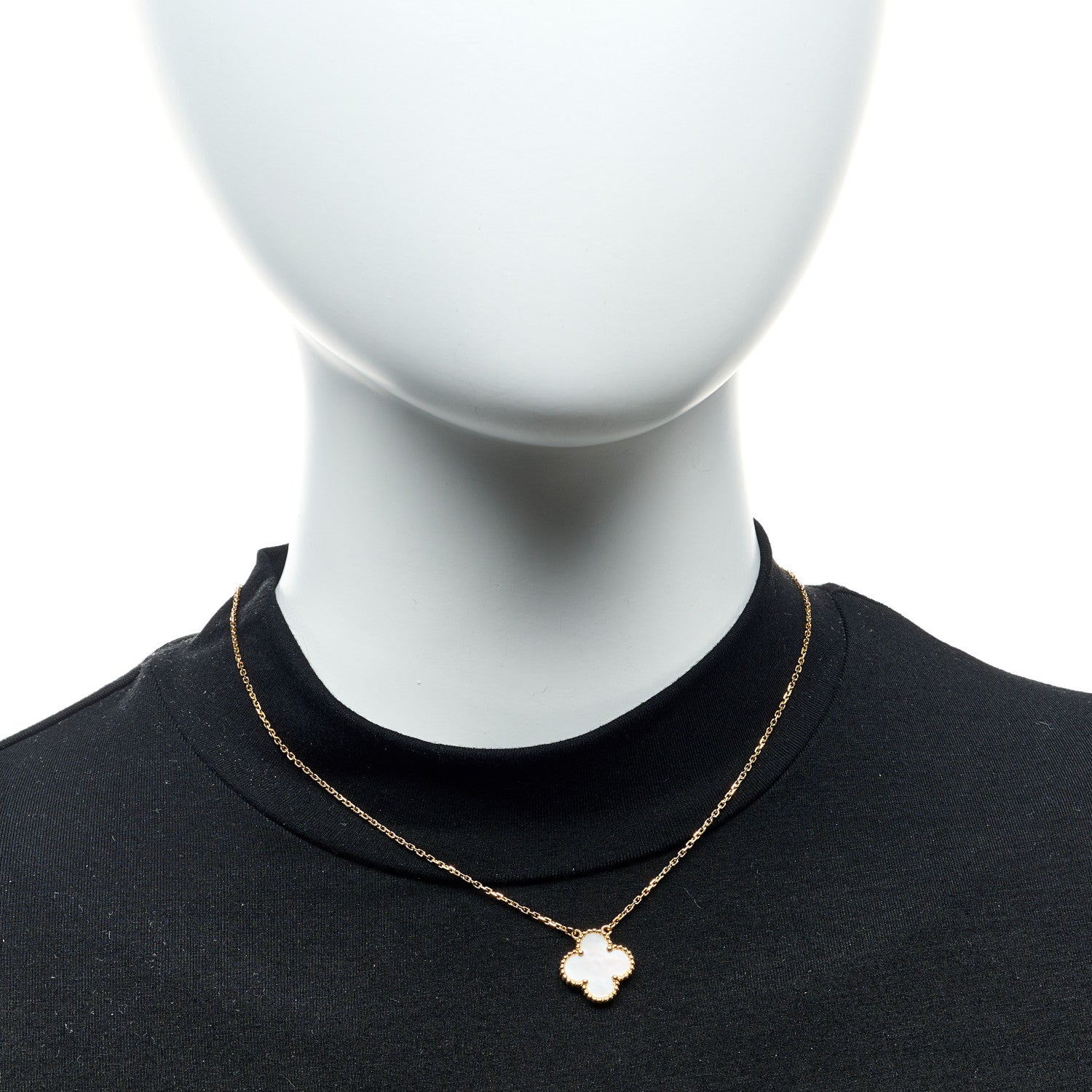 Van Cleef & Arpels 18K Yellow Gold Mother of Pearl Vintage Alhambra Pendant Necklace 2 of 6