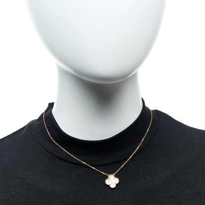 Van Cleef & Arpels 18K Yellow Gold Mother of Pearl Vintage Alhambra Pendant Necklace 2 of 6