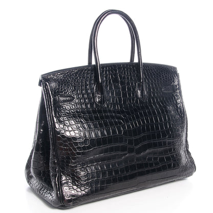 Hermes Matte Porosus Crocodile Birkin 35 Black 3 of 10