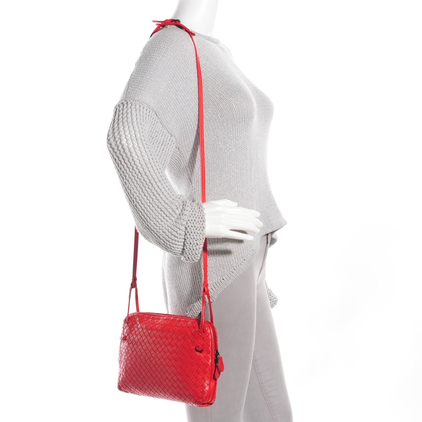 Nappa Intrecciato Pillow Crossbody Messenger Corniola