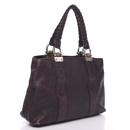 Gucci Calfskin Medium Bamboo Bar Tote Bag Dark Brown 2 of 12