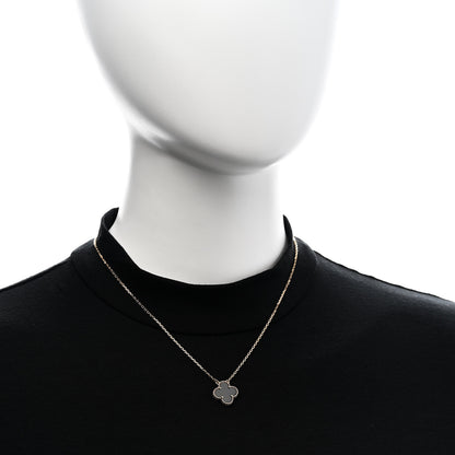Van Cleef & Arpels 18K Yellow Gold Black Onyx Vintage Alhambra Pendant Necklace 2 of 6